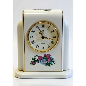 VTG PS Paul Sebastian Mantel Clock Floral Porcelain Ceramic 1996 Limited Edition